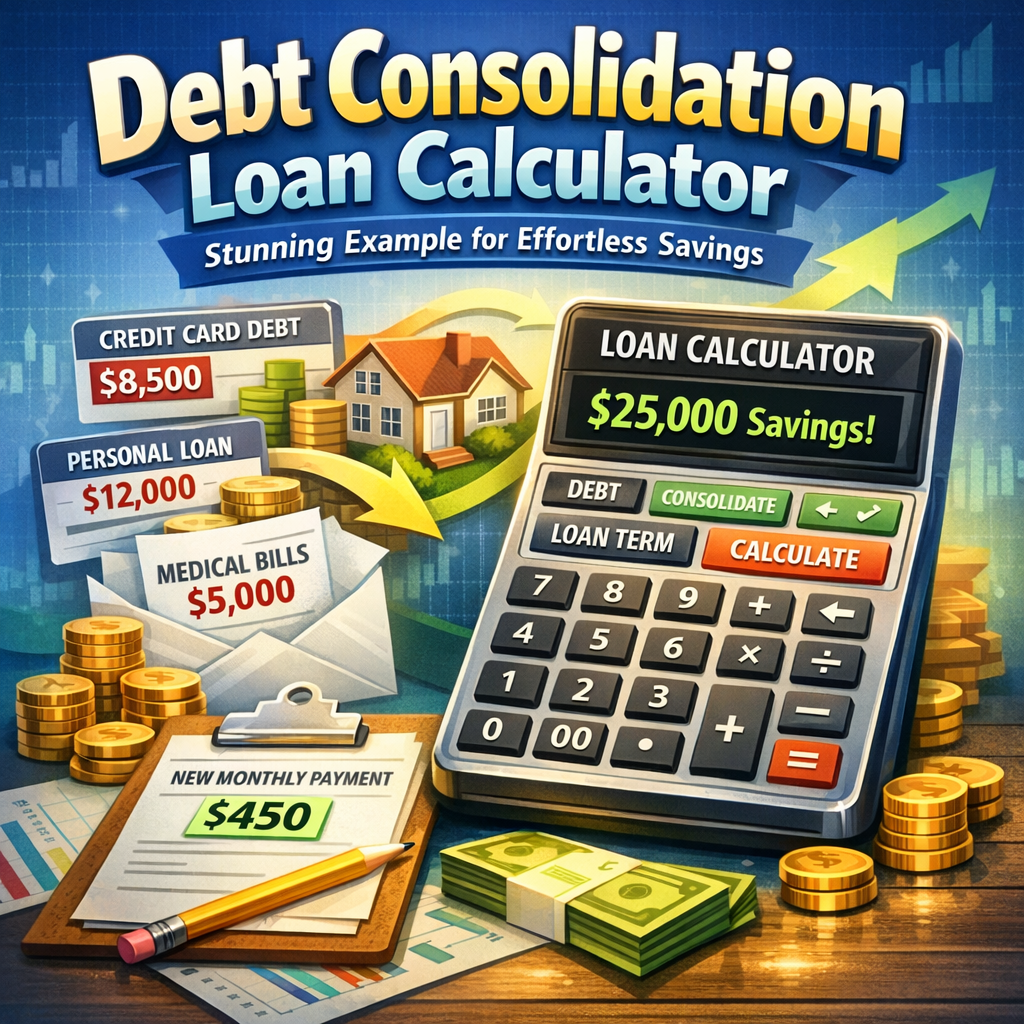 Illustration of Debt Consolidation Loan Calculator: Stunning Example for Effortless Savings