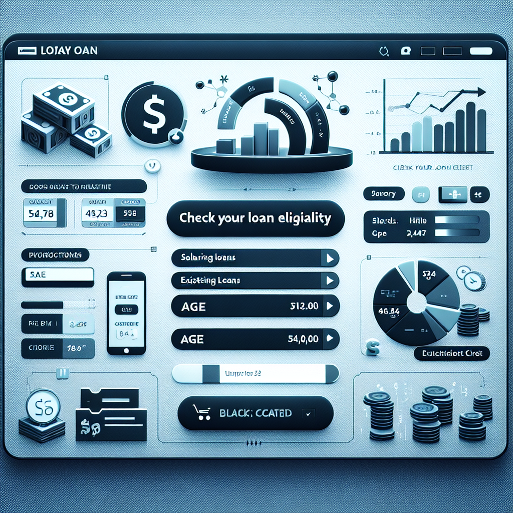 Digital loan eligibility calculator showing salary input and financial charts on a computer screen.