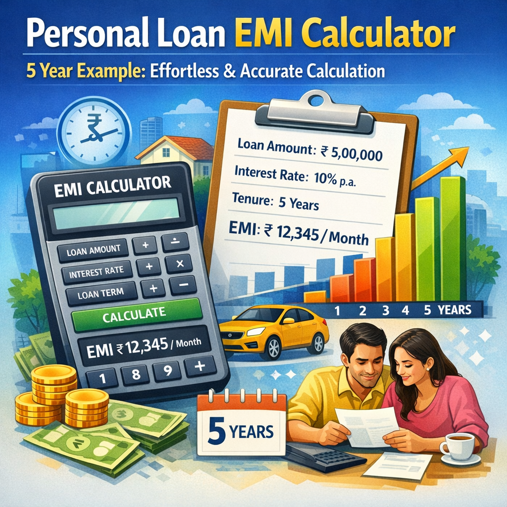 Illustration of Personal Loan EMI Calculator 5 Year Example: Effortless & Accurate Calculation