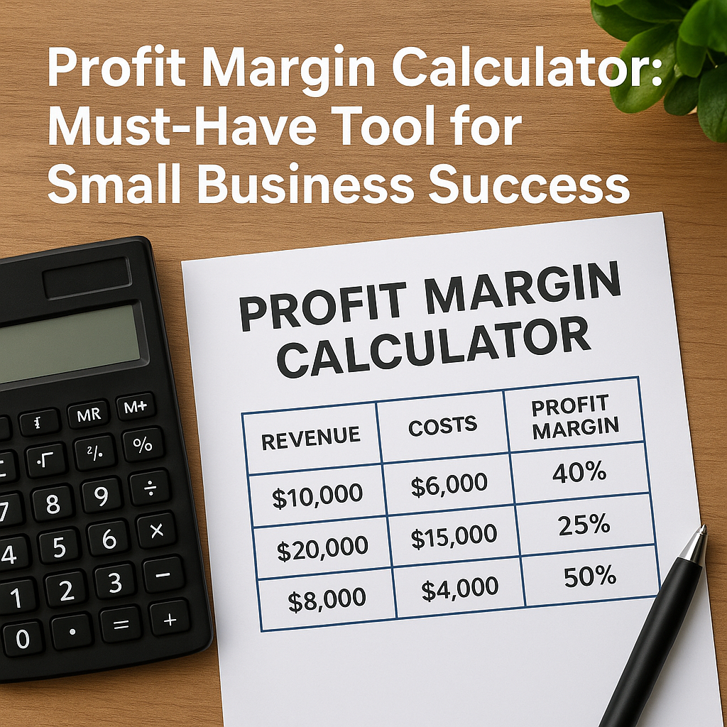 Profit margin calculator displaying example calculations for small business financial success.